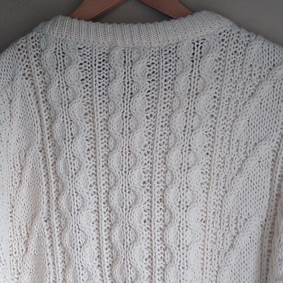 British Wool Cable Knit Cardigan Button Front Sweater Size L Grandpa Sty… - Picture 9 of 11